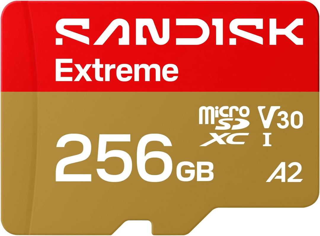 SANDISK 256GB Extreme microSD UHS-I Card - Up to 245MB/s Read Speed and 170MB/s Write Speed, 5.3K Video, 4K UHD Video, high-Performance for Action cams, Drones, Android Devices - SDSQXH9-256G-GZ6MA