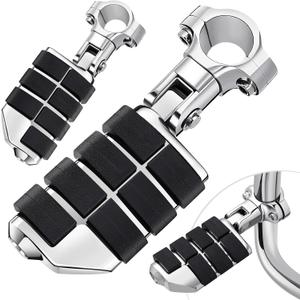 Benlari Highway Pegs, Motorcycle Foot Pegs Stainless Steel 1in 1-1/4in 25mm 32mm Fit for Harley Davidson for Honda for Suzuki for Kawasaki Engine Guards Crash Bars Style 3 (Chrome)
