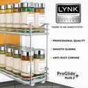 LYNK PROFESSIONAL Pull Out Spice Organization for Cabinets - 4-3/8 inch Wide Spice Rack for Inside Cabinets, Slide Out Spice Rack Organizer for cabinet Pull Out Spice Rack, Sliding 2 Tier Chrome