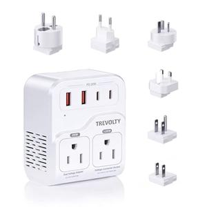 TREVOLTY 2000W Voltage Converter US to Europe for Hair Dryers, 7-in-1 220V to 110V Converter for European Travel with 3 AC/2 USBA/2 USBC Ports (PD20W), Universal Travel Adapter (White)