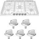 Upgraded 5304525746 Gas Cooktop Burner Knobs Compatible with Fridgidaire Gas Stove Knobs FFGC3026SSB FFGC3026SSC FFGC3026SSE FFGC3626SS FFGC3626SWC Replacement Part for 5304504839 5304525746(5 Packs)
