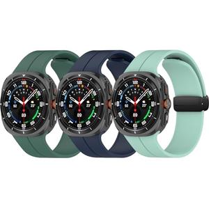QIEMUTER 3 Pack Band Compatible with Samsung Galaxy Watch 7 Ultra 47mm Band, Breathable Soft Silicone Waterproof Watch Strap for Galaxy Watch 7 Ultra Women Men (Blue+Dark Green+Green)