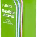 6 x Pelidox Disposable Striped Plastic Flex Straws, 7.5" Long, Assorted Colors, 100 Count, Large Pack