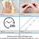 8 x Adhesive led Strip Lights Tape Clips White 50Pcs, Suitable for 10mm Wide LED Lights