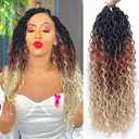 Goddess Locs Crochet Hair 18Inch Curly Faux Locs Crochet Hair River Hippie Locs Crochet Braids Boho Bohemian Locs Crochet Hair Pre Looped 4Packs(1B/30/613, 18inch)