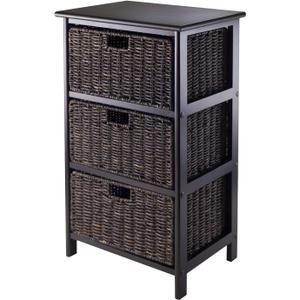 Winsome Omaha Home Storage Rack with 3 Baskets, Stackable Storage Bins for Home Organizing, Functional Furniture for Bedroom, Living Room, Office, Entryway