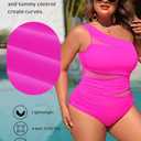 Aqua Eve Plus Size One Piece Swimsuit for Women Tummy Control Bathing Suits One Shoulder Swimwear (Pink, XXL)