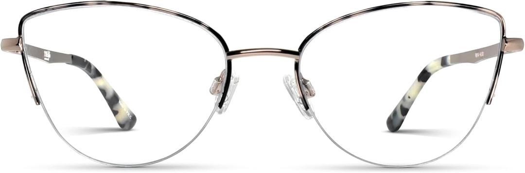 Beige Tortoise Metal Rimmed Cat Eye Reading Glasses for Women with Sturdy Made - Spring Hinges Half Frame Eyeglasses - Wire Rim Readers for Women - For all Face Shapes Women's Readers - Cheaters 2.75