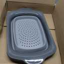 XL Large Kitchen Strainer by Comfify - Collapsible Silicone Over-The-Sink Colander with Extendable Handles - Use with Pasta, Fruit, Berries & Veggie - 6 Quart - Gray