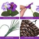 HyeFlora Artificial Flowers with Basket for Outdoors, 3pcs Faux Hanging Morning Glory Silk Fake Flowers Lifelike Plants UV Resistant Flowers for Outside Planter Patio Garden Porch Decor (Purple)