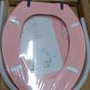 Pink Elongated Toilet Seat Natural Wood Toilet Seat with Zinc Alloy Hinges, Easy to Install also Easy to Clean, Scratch Resistant Toilet Seat by Angol Shiold (Elongated, Pink)