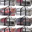 ClearSpace Heavy Duty Moving Bags or Storage Bags Clear Storage Bins with Lids, Large Moving Boxes with Backpack Straps & Zippers Packing Bags & Moving Supplies for College Dorm- 8 Pack