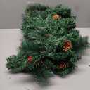 Christmas Garland with Lights, 9ft 30LED Battery Operated Garland Decorated with Pine Cones, Berry, Artificial Snowy Pine, Indoor & Outdoor Xmas Garland for Stairs Fireplace Door Fences