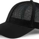 VOBOOM Breathable Full Mesh Baseball Cap for Men, Women, Lightweight Trucker Hats Outdoor Sports Wear (Black)