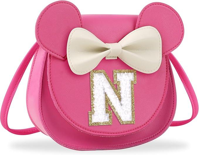 Toddler Purse Girl Wallet for 2-10 Year Old Birthday Gift, Personalized Kids Little Mouse Ear Bow Crossbody Shoulder Purse