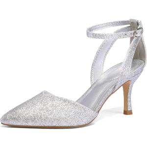 mysoft Women's Pumps Shoes Pointed Toe Kitten Low Heels Stiletto Ankle Strap Closed Toe Wedding Party Dress Sandals (10)