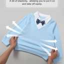 YALLET Toddler Boy Clothes Fake Two Piece Polo Sweatshirt Fall Winter Pullover Top+Bowtie+Pants Outfit Set for Kids(Blue, 3-4T)