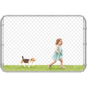 26"-72" W x 4' H Fence Gate Kit, Adjustable Width Chain Link Outdoor Metal Garden Gate, Anti-Rust for Yard and Farm (Sliver)