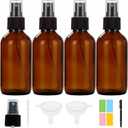 Dark Amber Glass Spray Bottles 4 oz, Small Glass Spray Bottles for Essential Oils, Fine Mist for Face, Hair, Plants, Travel, Perfumes, Cleaning Solutions - 4 Pack