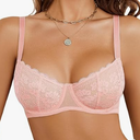 Avidlove Women's Sexy Bra Lace Underwire Unlined Everyday Bra Lingerie Pink L