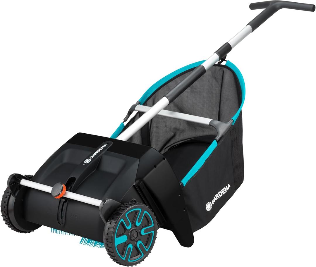 GARDENA (03565) Lawn and Leaf Collector, Durable and Easy to Manuever Push Lawn and Leaf Sweeper with Large Capacity 3.2 cu. ft. Mesh Collection Hopper Bag