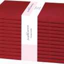 PurpleEssences Set of 12 Cloth Dinner Napkins 100% Cotton 18x18 Inch - Soft Durable Washable - Ideal for Farmhouse Party Fall Thanksgiving - Perfect Everyday Use Table Linen - Red