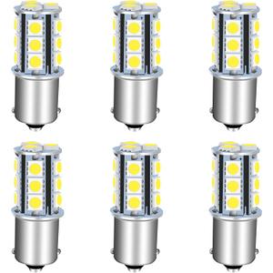 1156 LED Bulb White Super Bright 1073 1003 BA15S 7506 1141 LED Bulbs 5050 18-SMD Replacement for 12V RV Interior Ceiling Dome Light/Travel Trailer/Boat Indoor/Camper Light Bulbs (Pack of 6)