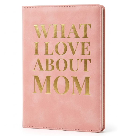 What I Love About Mom Leather Book – 30 Reasons Why I Love You, Fill-In-The-Blank Journal for Him & Her, Romantic Couples Keepsake (Pink)