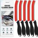 2 x SXhyf Cleaning Brush - Hard Bristle Crevice Cleaning Brush, Multifunctional Gap Scrub Brush, Kitchen Essentials, Bathroom Cleaner Tools for Household Use, Home, Window, Toilet, Stove (Red Bristle Black Handle)