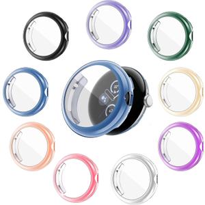 8-Pack Watch Case with Screen Protector Compatible with Google Pixel Watch 1/2/ 3 (41mm), Soft TPU Scratch Resistant Flexible Covers for Pixel Watch1&2&3 41MM (8 Colors Pack)