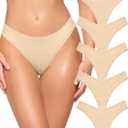 REORIA Womens Cotton Seamless Thongs Panties for Women No Show Breathable Underwear 5 Pack (X-Large)