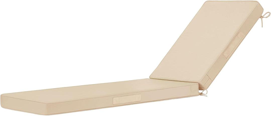 Cozyide Chaise Lounge Cushions Outdoor 72"x21"x3", Waterproof Lounge Chair Cushion with Removable Cover, Patio Chair Cushions for Outdoor Furniture with Adjustable Ties, 72"x21"x3", Beige