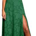 Ferlema Womens Elegant Sleeveless Maxi Dress Smocked Backless Floral Boho A Line Cocktail Long Dress Dark Green Small