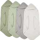 Peryiter 4 Pcs Muslin Hooded Baby Towels, 32"x 32" Cotton Newborn Bath Towel Muslin Infant Baby Blankets Absorbent Unisex Newborn Registry Gift Essentials for Girls Boys (Green, Gray, Beige)