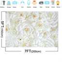 7x5ft White Roses Wall Photography Backdrop Wedding Bridal Shower Baby Shower Party Decoration White Roses Flowers Wall Art Photo Background Studio Photo Booth Props Vinyl