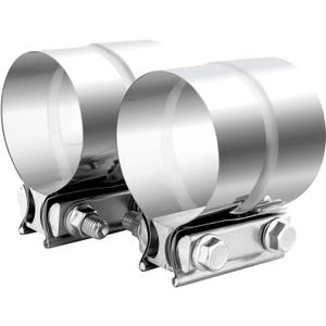 3.0 Inch Exhaust Clamp, 3 Inch Lap Joint Exhaust Band Clamp Sleeve Coupler Stainless Steel (2Pcs)