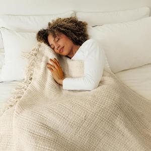 NANPIPER Knit Blanket Ultra-Soft Cozy Throw Handknit Style for Couch, Luxurious Lightweight Home Decor, Fog Beige 50"x60"