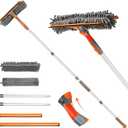 Eazer 89'' Squeegee Window Cleaner 2 in 1 Rotatable Window Cleaning Tool Kit with Extension Pole, Window Washing Equipment with Bendable Head for Indoor/ Outdoor Window and Car Glass