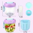 Juome Salad Pod with Dressing Container - Leakproof Salad Container for Lunch with Lid & Spoon, Reusable Salad Jar for Meal Prep & Food Storage, Suitable for Home, Outdoor Travel (Purple)
