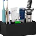 Electric Toothbrush Holder, 5 Slots Resin Toothbrush Holders with Drain Hole Bathroom Vanity Organizer Countertop Storage for Toothbrush Toothpaste Sink Bathroom Accessories, Matte Black