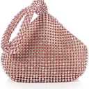 ele ELEOPTION Women Rose Gold Clutch Rhinestone Purse Bling Evening Bag Triangle Women's Wedding Purse for Party Cocktail for 6.0 inch Phones