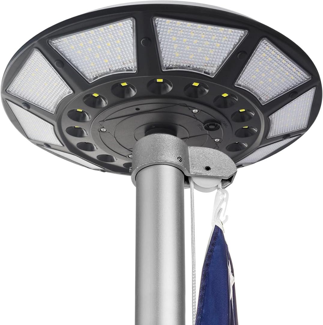 Flag Pole Light Solar Powered, Solar Flag Pole Light 266 LEDs, 4200lm Brightest Flagpole Light,100% Flag Coverage for Most Outdoor 15 to 25 Ft Flag Poles, 0.55" Wide Flag Ornament Spindles (Black)