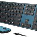 seenda Wireless Bluetooth Keyboard and Mouse Combo, SKM64-3 Rechargeable Slim Quiet Keyboard Mouse, 3 Multi-Device Connection, Compatible for Windows 11/10 PC Laptop Mac MacBook iPad, Black Blue