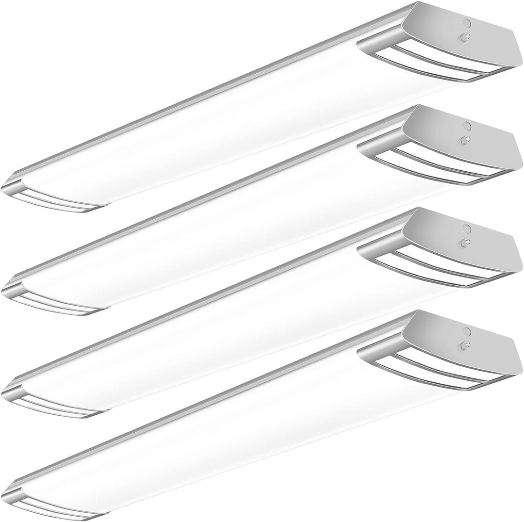 ANTLUX 4FT LED Flush Mount Puff Lights, 40W 4500LM Linear Light, 4000K Neutral White, 4 Foot Integrated LED Wraparound Ceiling Lighting Fixtures for Kitchen Laundry, Fluorescent Replacement, 4 Pack (4FT-40W)