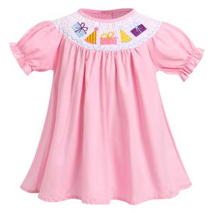 IBTOM CASTLE Baby Girl Birthday Party Dress: Toddler Short Puff Sleeve Crew Neck A-line Dress Cotton Ruffle Casual Birthday Party Decorations Cake Smash Summer Holiday Sundresses Pink 12-18 Months (Black)