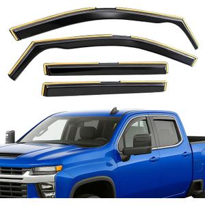 in-Channel Rain Guards Compatible with Chevrolet Silverado Crew Cab 2019-2025 Full Size Shatterproof Heavy-Duty Side Window Deflectors, Window Visor -Black, 4 PCS