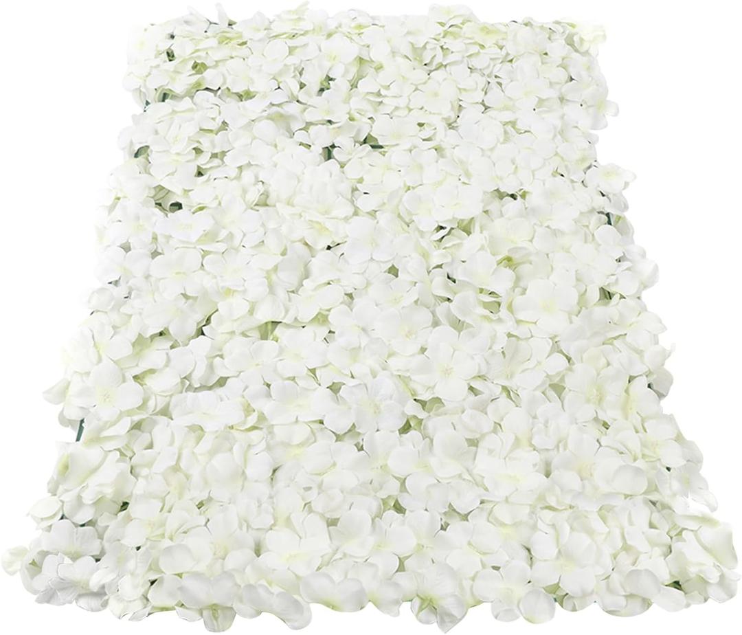 10 PCS Flower Backdrop, 24" X 16" Floral Wall Decor Pink Room Decor for Girls Silk Rose Wall Floral Backdrop Ideal for Wedding Celebrations, Festive Party Background(White)