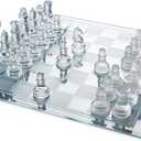 Gamie Premium Glass Chess Set, 10 Inch  Elegant Design  Durable Build  32 Frosted and Clear Pieces  Felted Bottoms  Easy to Carry  Stable & Fully Functional for Chess Lovers