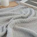 KyraHome 100% Organic Cotton Blanket 90"x90" Queen Muslin Blankets for Adults, Bed, Plant Dyed, Breathable Gauze Bedspread, Coverlet, All Season, Light Grey