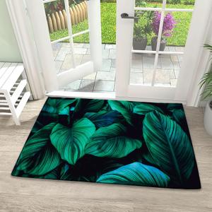 Door Mat, Abstract Tropical Leaf Front Door Mat 17''x30'', Doormats Indoor Entrance, Welcome Entry Mat,Outdoor Welcome Mat,Low-Profile Floor Rugs for Entry Patio